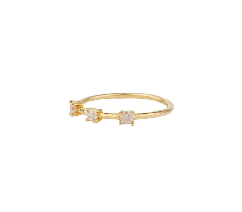 Oasis Goldplated Ring Minimalistic Three Dots Clear