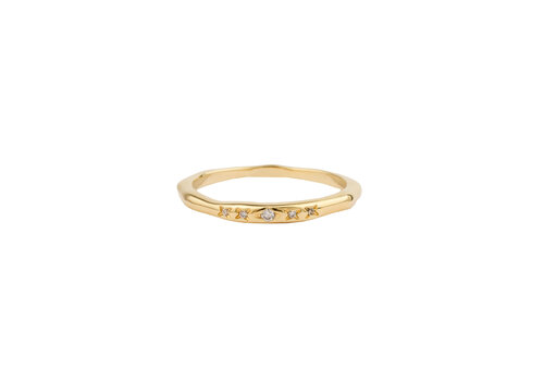 All the Luck in the World Oasis Goldplated Ring Thin Stars Clear