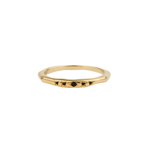 Oasis Goldplated Ring Thin Stars Black 