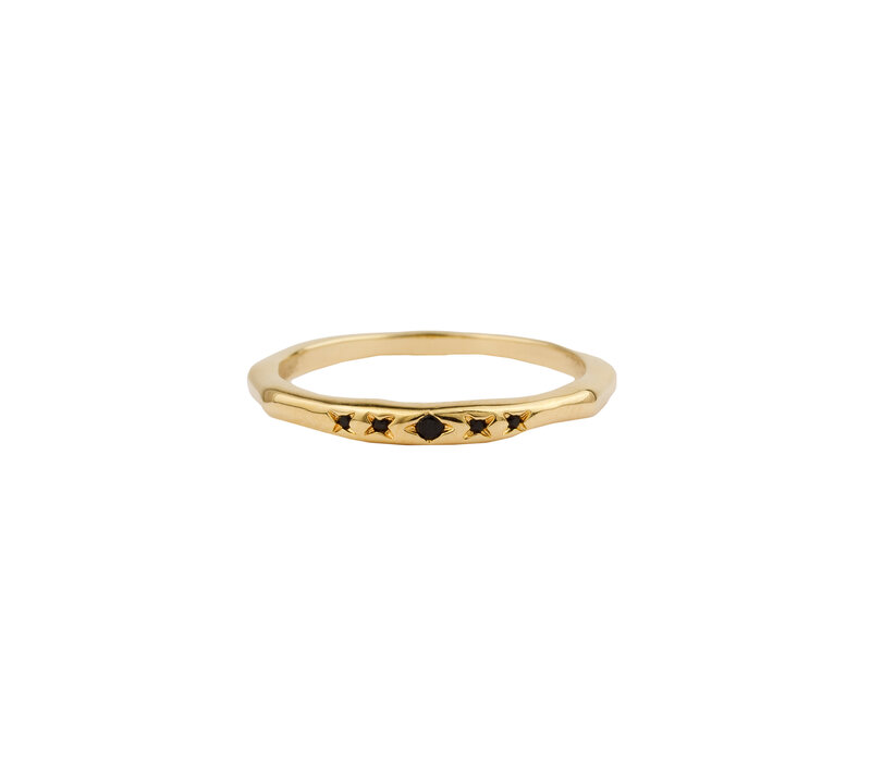 Oasis Goldplated Ring Thin Stars Black