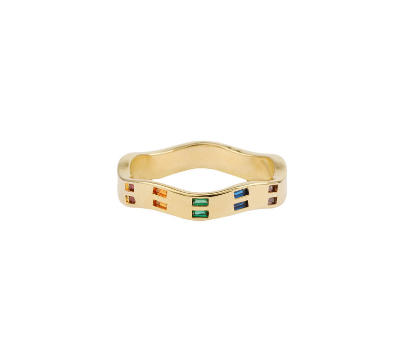 Oasis Goldplated Ring Wavy Mini Squares