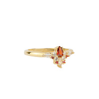 Oasis Goldplated Ring Zirconia Crown Oval Red