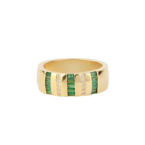 Oasis Goldplated Ring Dikke Bar Zirkonia Groen 