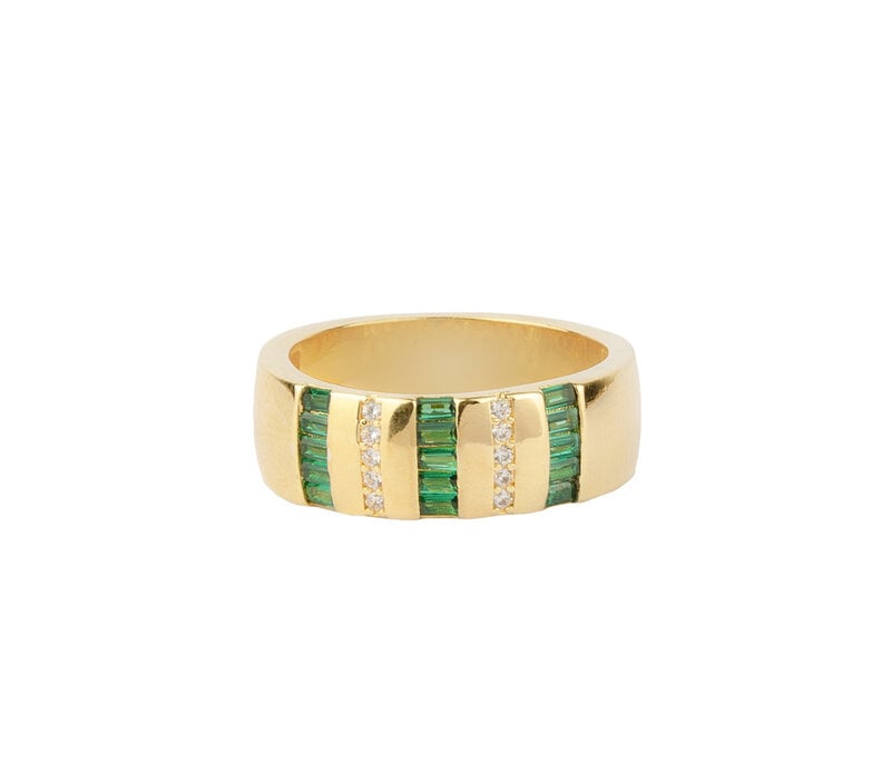 Oasis Goldplated Ring Dikke Bar Zirkonia Groen