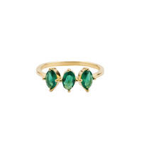 Oasis Goldplated Ring Zirconia Three Oval Green