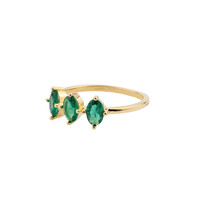 Oasis Goldplated Ring Zirconia Three Oval Green