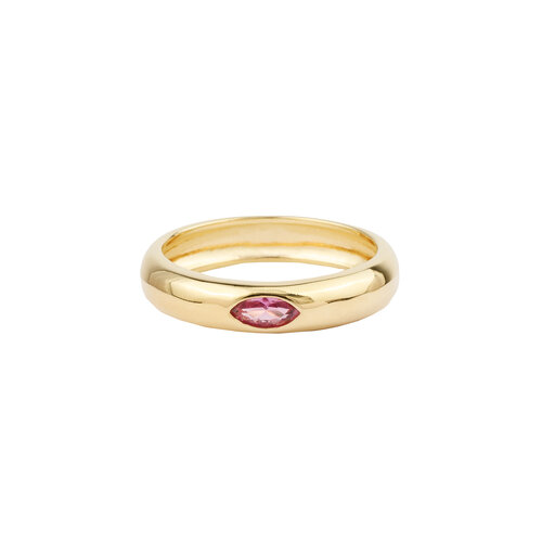 Oasis Goldplated Ring Round Ellips Pink 