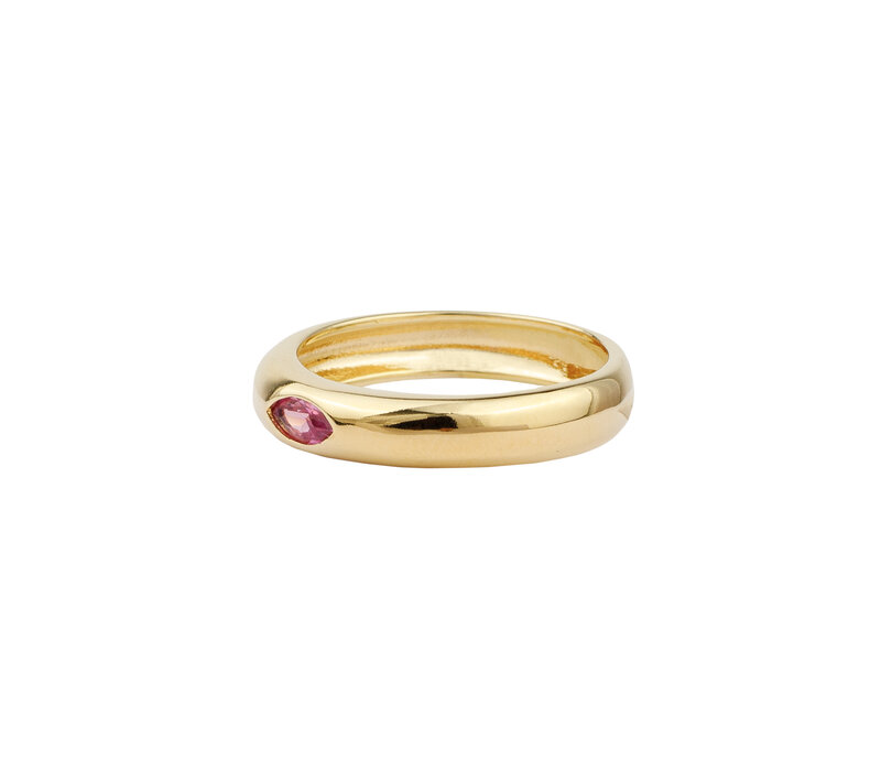 Oasis Goldplated Ring Round Ellips Pink