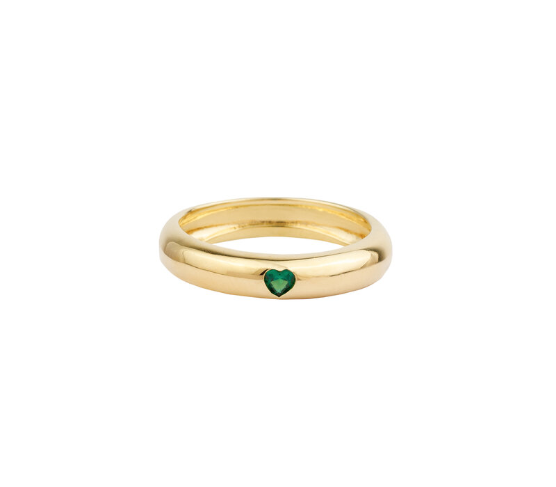 Oasis Goldplated Ring Rond Groen Hart