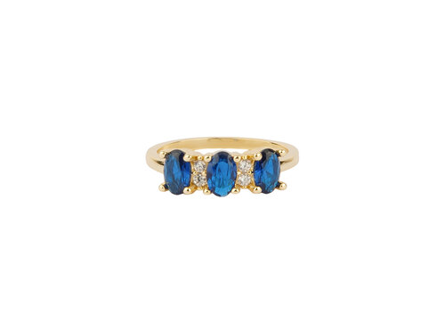 All the Luck in the World Oasis Goldplated Ring Zirkonia Ovaal Clear Donkerblauw