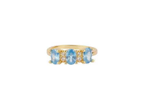 All the Luck in the World Oasis Goldplated Ring Zirkonia Ovaal Clear Blauw