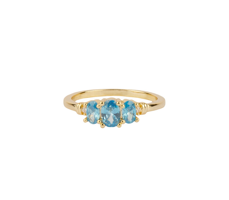 Oasis Goldplated Ring Zirconia Blue Crystals