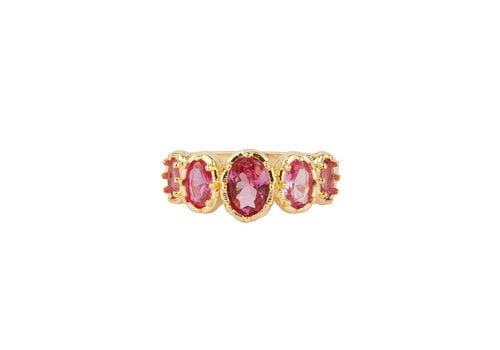 All the Luck in the World Oasis Goldplated Ring Zirkonia Roze Kroon