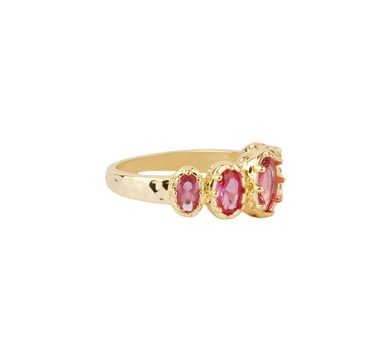 Oasis Goldplated Ring Zirconia Pink Crown