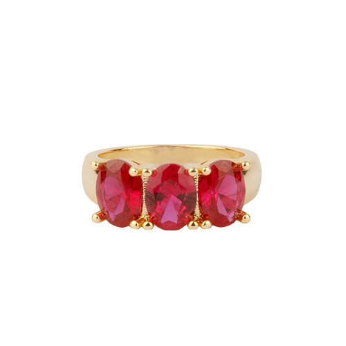 Oasis Goldplated Ring Zirconia Big Pink Oval 