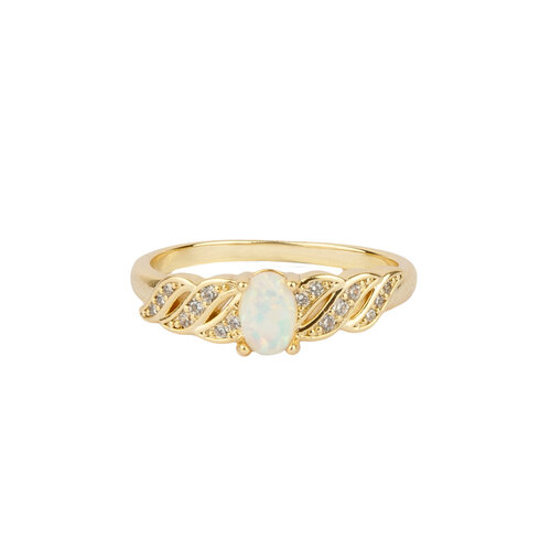 Oasis Goldplated Ring Zirconia Swirls Opal 