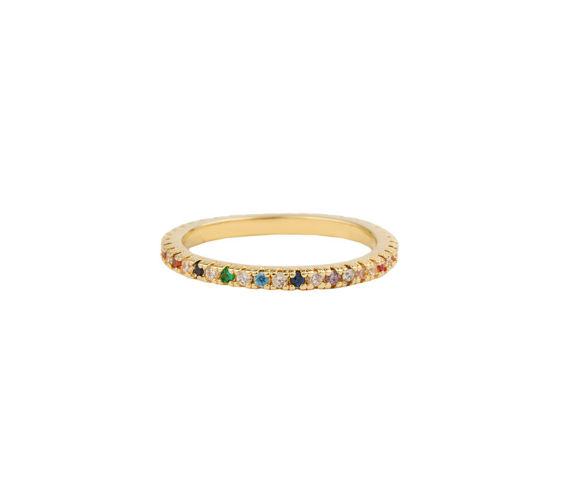 Oasis Goldplated Ring Zirkonia Multi Stippen