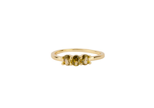 All the Luck in the World Oasis Goldplated Ring Zirconia Ovals Bar Green