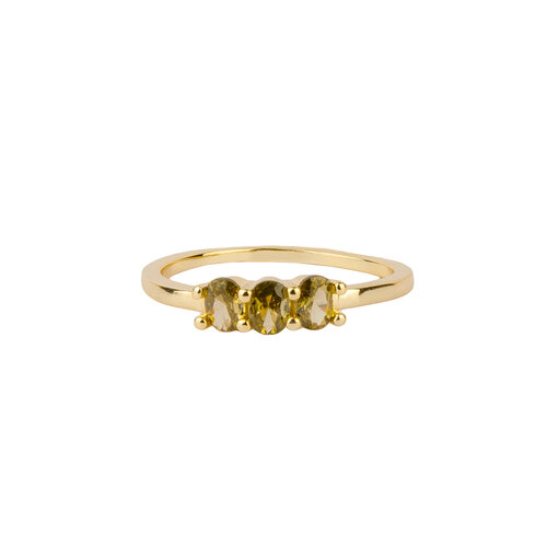 Oasis Goldplated Ring Zirkonia Ovaal Bar Groen 