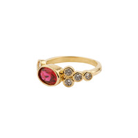 Oasis Goldplated Ring Zirconia Big Oval Red