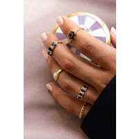 Oasis Goldplated Ring Zirconia Ovals Clear Dark Blue