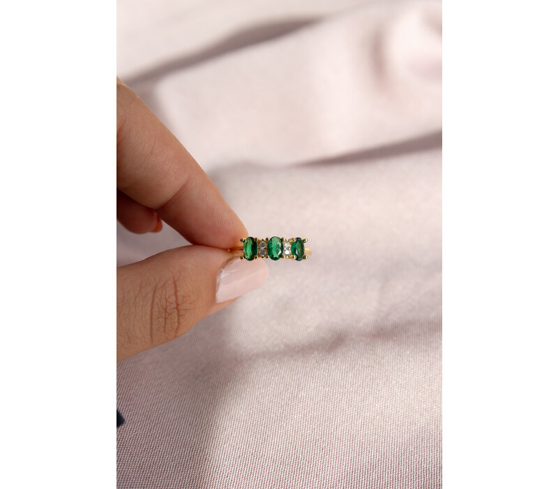 Oasis Goldplated Ring Zirconia Ovals Clear Green