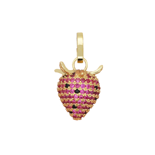 Wonder Goldplated Charm Strawberry Zirconia 