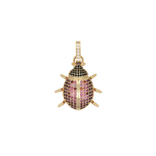 Wonder Goldplated Charm Pink Ladybird 