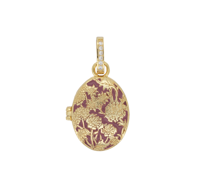 Wonder Goldplated Medaillon Big Pink Flowerprint