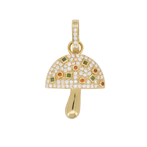 Wonder Goldplated Charm Mushroom Clear Zirconia 