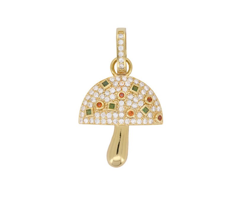 Wonder Goldplated Charm Mushroom Clear Zirconia