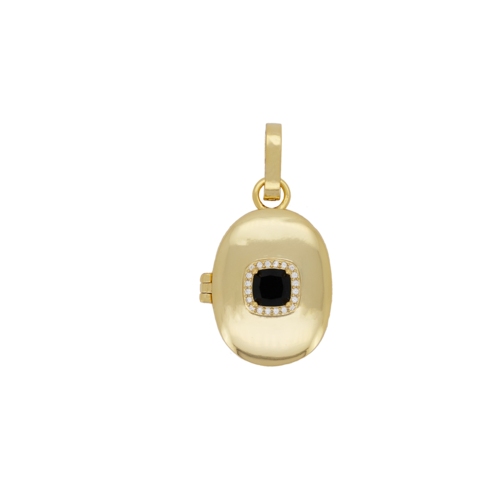 Wonder Goldplated Medaillon Big Black Zirconia Stone 