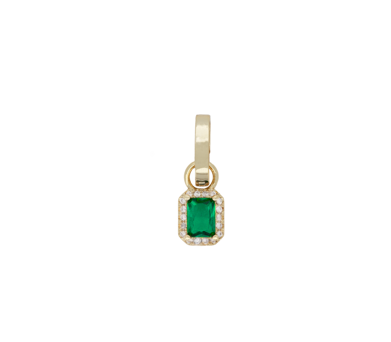 Wonder Goldplated Charm Green Rectangle Zirconia