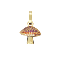 Wonder Goldplated  Charm Mushroom Orange Pink Zirconia