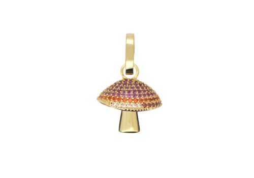 All the Luck in the World Wonder Goldplated  Charm Mushroom Orange Pink Zirconia