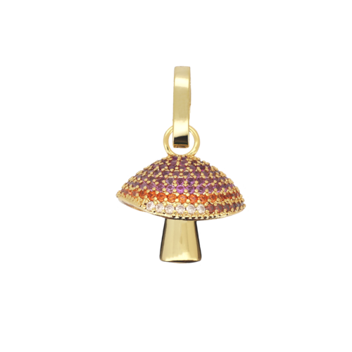 Wonder Goldplated  Charm Mushroom Orange Pink Zirconia 