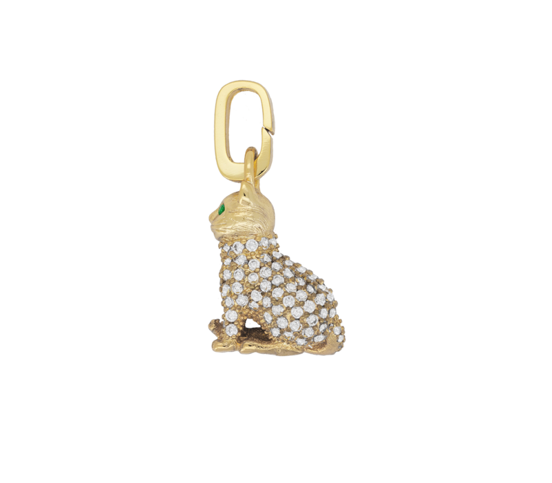 Wonder Goldplated Charm Sitting Cat Zirconia