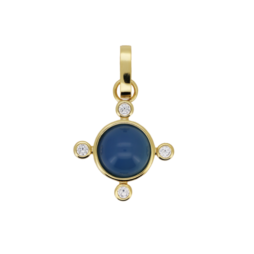 Wonder Goldplated Bedel Blauw Round Zirconia 