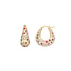 All the Luck in the World Sunlight Goldplated Drop Hoop Dots Red Pink Clear