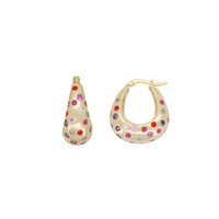 Sunlight Goldplated Drop Hoop Dots Red Pink Clear