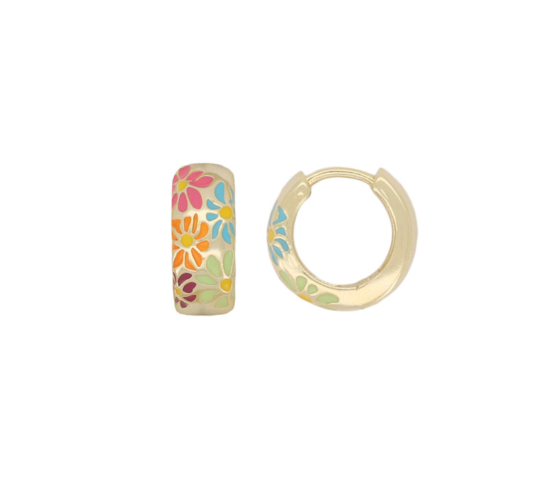 Sunlight Goldplated Hoop Huggie Flowers Multi