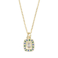 Sunlight Goldplated Ketting Bedel Groen Blauw Zirkonia