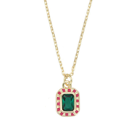 Sunlight Goldplated Ketting Roze Groen Zirkonia 