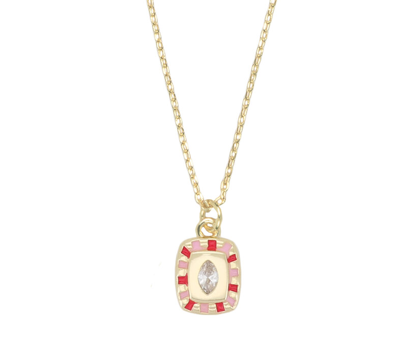 Sunlight Goldplated Necklace Charms Pink Coral Zirconia