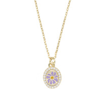 Sunlight Goldplated Necklace Charm Flower Smiley Lilac