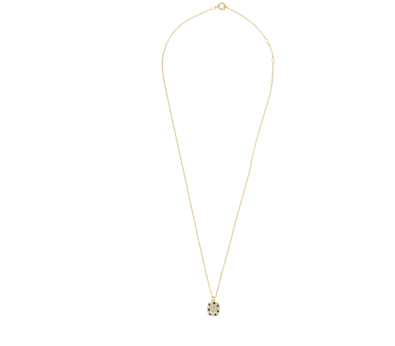 Sunlight Goldplated Ketting Bedel Zwart Wit Zirkonia