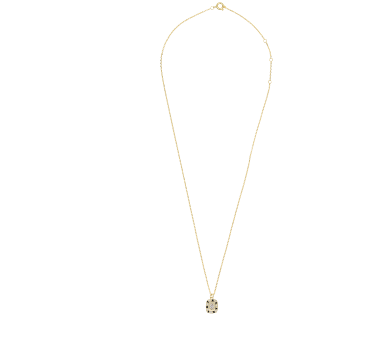 Sunlight Goldplated Necklace Charm Black White Zirconia