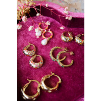 Sunlight Goldplated Drop Hoop Stippen Rood Roze Clear