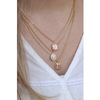 Sunlight Goldplated Ketting Bedel Bloem Smiley Lila