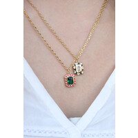 Sunlight Goldplated Ketting Roze Groen Zirkonia